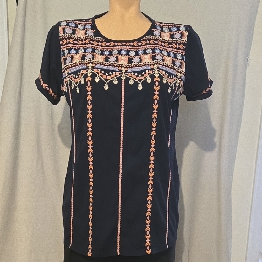 J.Jill Bohemian Styled Embroidered Top